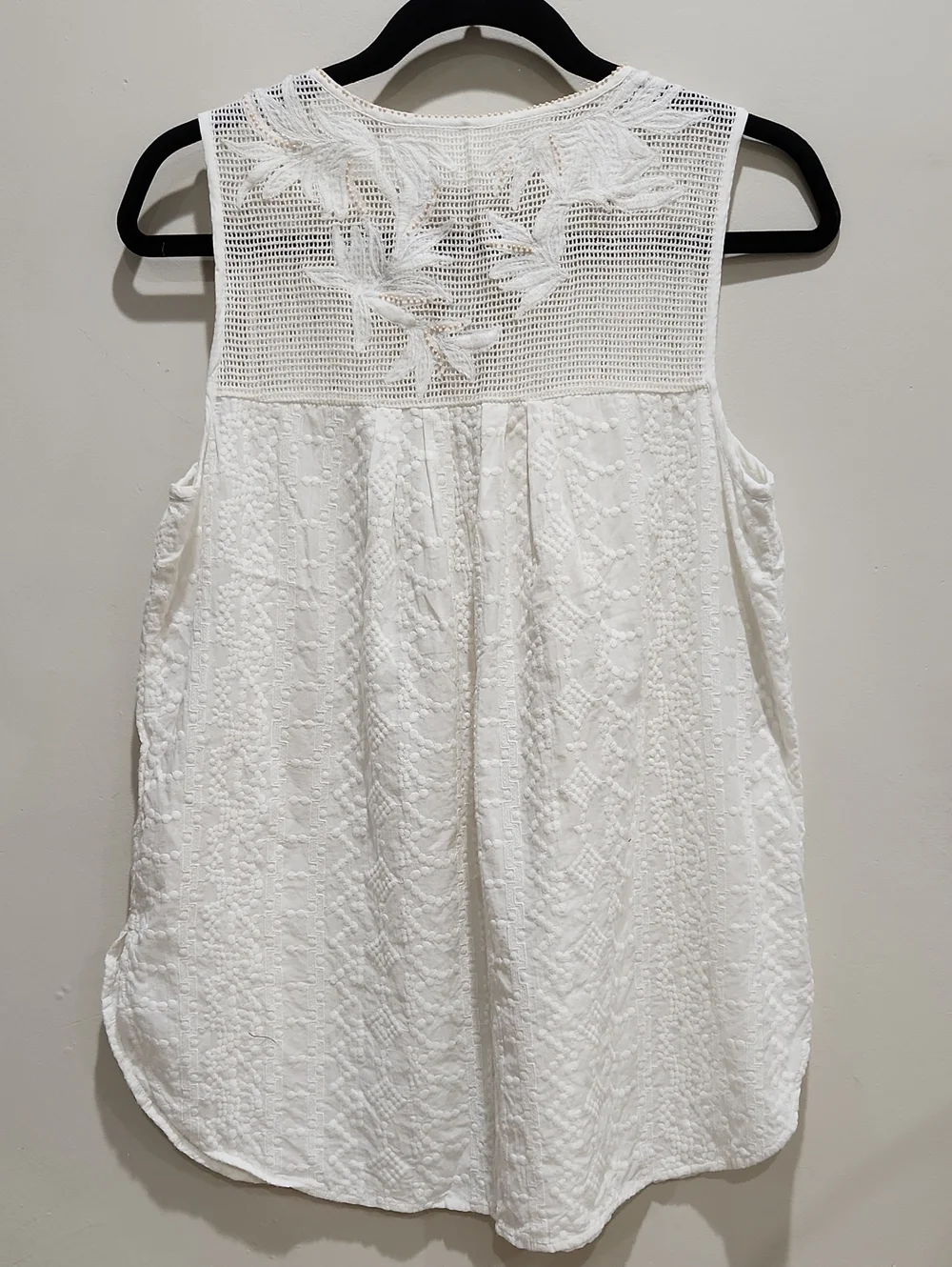Anthropologie Women's Cream Embroidered Cover-Up Tunic - Beach Swimwear Size S